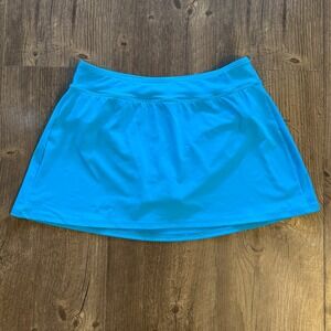 Lands' End Swim Skirt Women Size 4P Turquoise Blue Brief Athletic Beachwear Pool